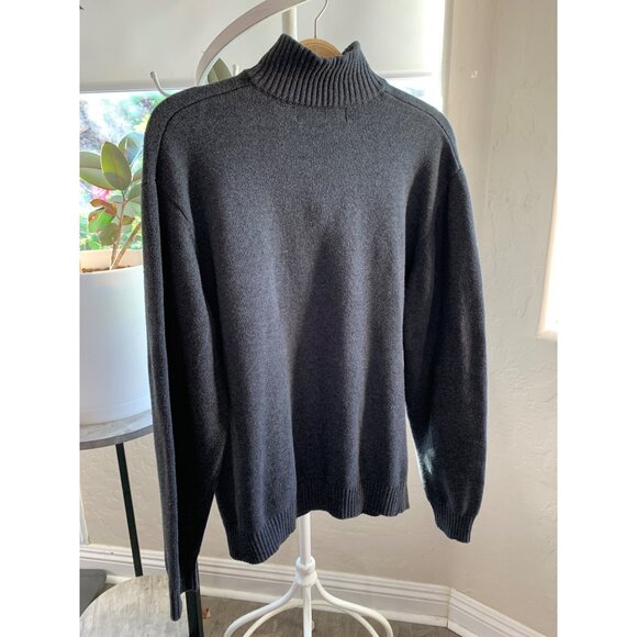 Oscar De La Renta Sweater Mens XL 1/4 Zip Gray Cotton Nordic Fair Isle 6860 - Picture 2 of 13